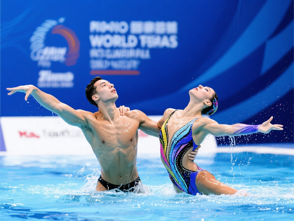 花样游泳世界杯总决赛混双自由自选精彩上演 花样游泳,这项结合艺术与运动的独特比赛,