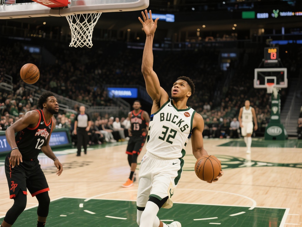 另一边，雄鹿队的字母哥同样不容小觑。在对